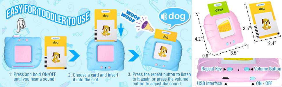 Talking Flash Cards Early Educational Toys  Baby Boys Girls Preschool Learning Reading Machine  Interactive Gift