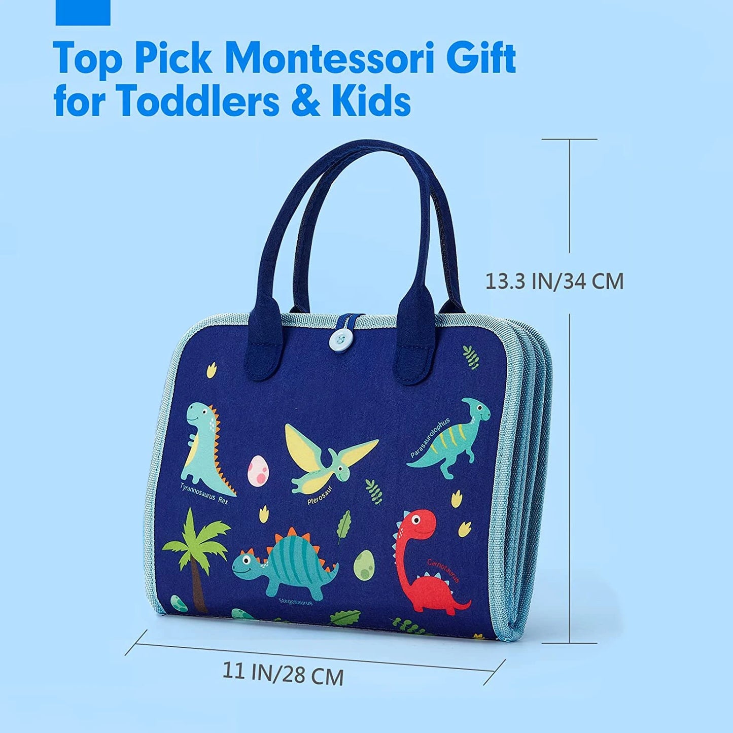 Toddlers Travel Busy Board for Boys Girls Montessori Toys for 2+ Year Old Preschool Learning Life Skill, Alphabet, Number, Shape