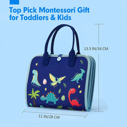 Toddlers Travel Busy Board for Boys Girls Montessori Toys for 2+ Year Old Preschool Learning Life Skill, Alphabet, Number, Shape